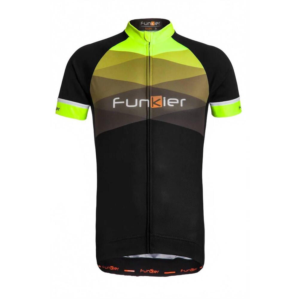 NEW FUNKIER men's spoleto short sleeve cycling jersey in black/yellow